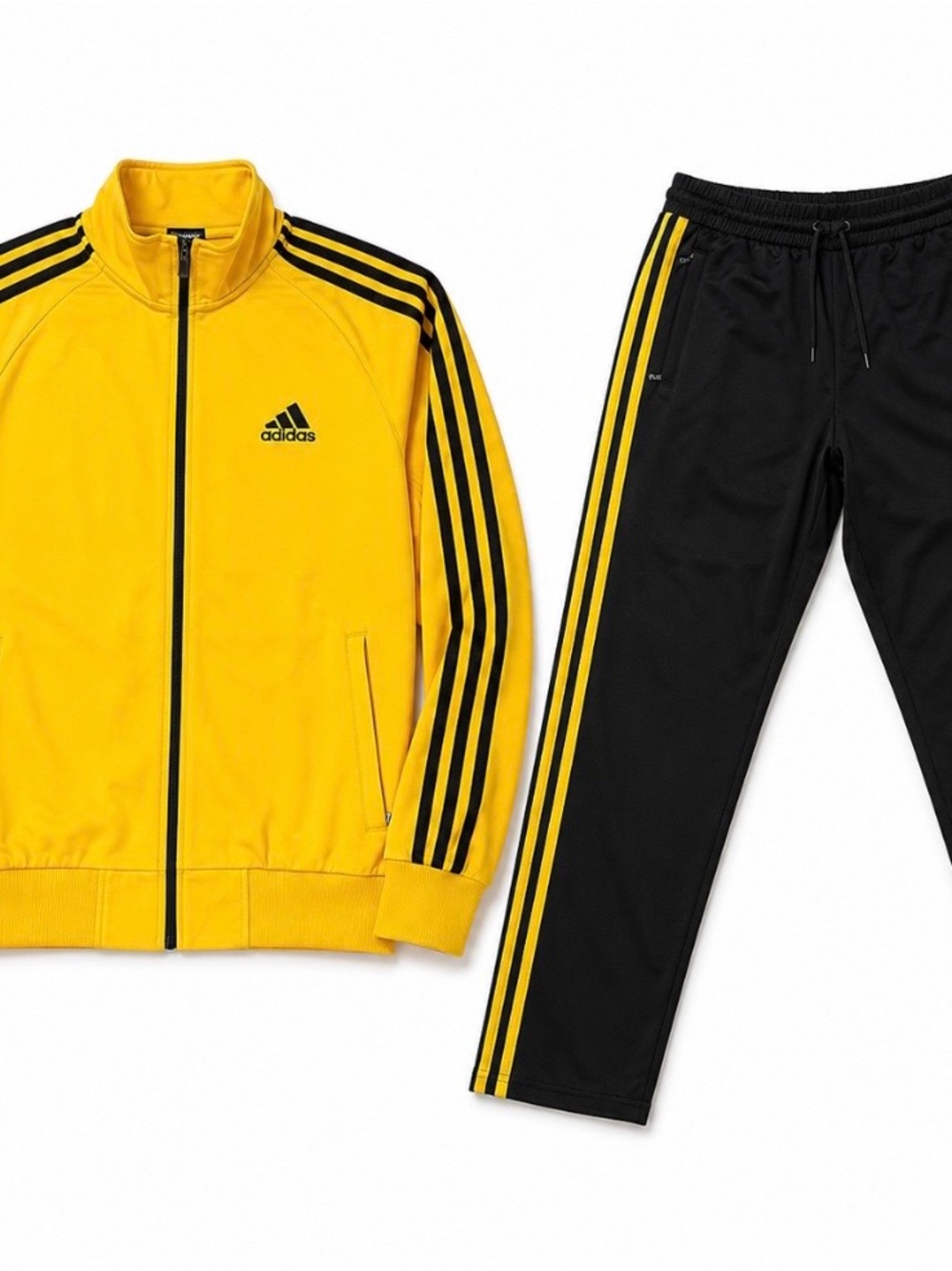 adidas Yellow and Black Three-Stripe Track Jacket & Pants